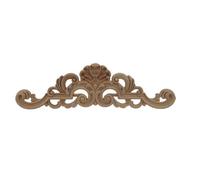 Moulure Decorative Onlay moulures en bois Applique décalcomanie sculpté non peint moderne longues grandes feuilles fleur caoutchouc coin meubles(55cmX16cm)