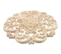 Moulure Décorative Porte Ronde en Bois Sculpté 30cm pour Meuble | Applique Vintage Non Peinte, Motif Ajouré, pour Armoires et Placards, Décoration Intérieure, Bricolage Créatif, Finition