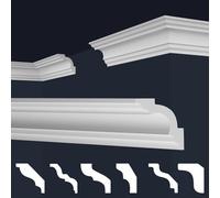 Moulures de plafond Marbet en polystyrène XPS - Moulures en stuc de haute qualité, légères et robustes, au design moderne - (2 mètres E-14-80x80mm) Moulures design