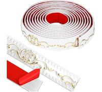 Moulures décoratives autocollantes - Moulures de plafond autocollantes - Décoration DIY - Bord Blanc et Doré 5mx36mm 5M PLINTHE PVC