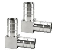 MOUMOUTEN 2 Pcs Raccord Coudé Inox 304, 1-1/4" (32mm) | Raccord Coudé à 90° 1-1/4"(32mm), Connecteur Cannelé pour Lignes d'Eau, de Gaz et d'Air en Espaces Étroits