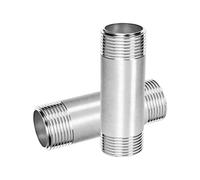 MOUMOUTEN 2Pièces Raccord inox 304, 2" BSPT Mâle x 150mm Long | Tube d'extension à double filetage, raccord en acier inoxydable 304 durable pour plomberie compresseur, avec extrémités mâles
