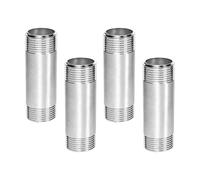 MOUMOUTEN 4Pièces Raccord inox 304, 1-1/4" BSPT Mâle x 100mm Long | Tube d'extension à double filetage, raccord en acier inoxydable 304 durable pour plomberie compresseur, avec extrémités mâles