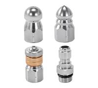 MOUMOUTEN Kit de 4 buses de débouchage, raccord rapide femelle fileté 1/4" | buse à jet rotatif en acier inoxydable, outil de nettoyage des canalisations