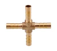 MOUMOUTEN Raccord cannelé en laiton, raccord union à 4 voies, intersection de tuyau, épissure, raccord de tuyau, connecteur adaptateur pour air, eau, huile (6 mm)