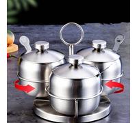 MOUMOUTEN Sucrier En Acier Inoxydable, 10Pack Bocal à Assaisonnement Conteneur à épices, Condiment Rotatif Épice Sel Sucre Bocal à Épices Ensemble Avec Couvercle Cuillère