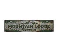 Mountain Lodge Retreat Peak Silhouette Plaque en métal