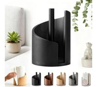 Mountain Porte-rouleau d'essuie-tout en bois avec base en bois de manguier et support en fer, design autonome à une main, s'adapte aux rouleaux Jumbo pour cuisine, salle de bain et garde-manger (noir)