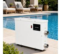 moupeaktain Chauffe-Eau électrique 220V pour Piscine Hors Sol, Réchauffeur Piscine avec Thermostat, Température Constante Automatique pour Piscine D’Eau Douce, Spa, Bain Froid 5.5KW