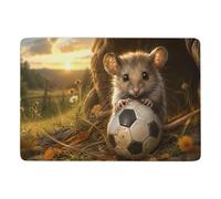 Mouse Soccer Ball Football Tapis 150 x 100 cm, Doux et Antidérapant | Tapis intérieur doux pour le quotidien, avec entretien facile à la main; pour chambre et salon