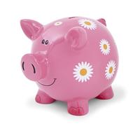 Mousehouse Gifts - Grande tirelire cochon à motifs pour filles, enfants et adultes (rose avec marguerites)