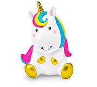 Mousehouse Gifts - Tirelire pour Enfant - Licorne Blanche Assise/crinière Multicolore - Fille/garçon - 9 x 9 x 14 cm