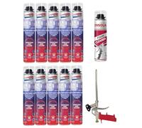 Mousse Expansive Pistolable 750 ml | Montage, Isolation et Calfeutrage, Lot 10 Mousses + 1 Pistolet + 1 Nettoyant
