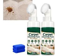 Mousse nettoyante pour tapis sans eau avec brosse, chiffon inclus (2) | La brosse intégrée aide à traiter les salissures du quotidien sur tapis, canapés et tissus auto pour un nettoyage sans eau.