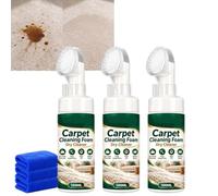 Mousse nettoyante pour tapis sans eau avec brosse, chiffon inclus (3) | La brosse intégrée aide à traiter les salissures du quotidien sur tapis, canapés et tissus auto pour un nettoyage sans eau.