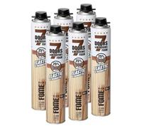 Mousse polyuréthane élastique FOME FLEX 7 Doors & Windows - montage portes & fenêtres, isolation & étanchéité - 6 x 750 ml, faible expansion, haute isolation thermique & acoustique, coupe rapide