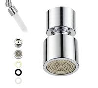 Mousseur Robinet, Aérateur de Robinet Brossé, Embout de Mitigeur pour Robinet de Cuisine avec 2 Jets Orientable à 360°, Buse Filetage M22, Matériau ABS Durable