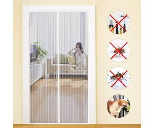 Moustiquaire 100x220cm pour baie vitrée, fermeture magnétique, ultra-mince, sans