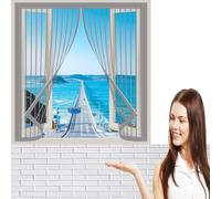 Moustiquaire 80 x 107 cm Lavable & Indéchirable Magnétiques pour Moustiquaire Maille Ultrarésistante pour Fenêtres et Portes, Gris