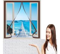 Moustiquaire 80 x 160 cm Maille Ultra Fine Rideau Anti Mouche Fermeture Automatique pour Fenetre de Salon Patio, Marron