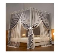 Moustiquaire à baldaquin Moderne et Simple, Rideau de lit décoratif pour Chambre à Coucher, utilisable Toute l'année, avec Support métallique (Couleur : Gris-1, Taille : 150 x 200 cm)