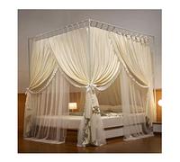 Moustiquaire à baldaquin Moderne et Simple, Rideau de lit décoratif pour Chambre à Coucher, utilisable Toute l'année, avec Support métallique (Couleur : Beige, Taille : 150 x 200 cm)