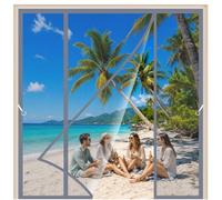 Moustiquaire à Double Ouverture pour Porte Gris 160x235cm Rideaux Anti Mouche avec Bandes Magnétiques Facile À Installer Sans Percer Laisse passer l’air frais