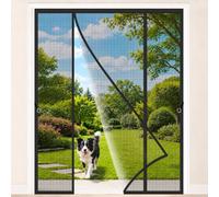 Moustiquaire à Double Ouverture pour Porte Noir 175x260cm Installation Facile Sans Perçage Mains Libres et Pliable Pour couloirs, portes et patio