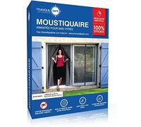 Moustiquaire ajustable aimantée TRANQUILISAFE® pour baie vitrée avec 2 ouvertures aimantées - moustiquaire magnétique - moustiquaire automatique - protection anti moustique (L 240 - H 216/224)
