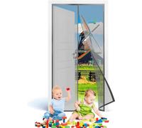 Moustiquaire automatique - Protection contre les insectes - Magnétique - Fermeture automatique - 95 x 200 cm - Gris