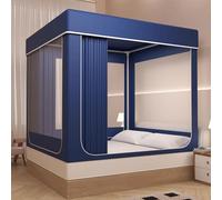 Moustiquaire avec auvent et rideaux occultants, auvent de lit avec support autoportant pour lit, moustiquaire en maille fine pour chambre à coucher, chambre d'enfant et voyage