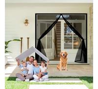 Moustiquaire Baie Vitree 160 x 200 cm Anti-Moustiques, Bande Auto-Agrippante, Sans Percage, Fermeture Automatique, Porte Moustiquaire Porte Magnétique pour Balcon, Chambre, Noir