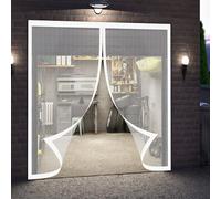 Moustiquaire Baie Vitree 162 x 206 cm Anti Mouche Anti Insecte Moustiquaire Baie Vitree Coulissante Joint Magnétique de Haut en Bas pour Porte de Balcon, Cave, Terrasse, Blanc