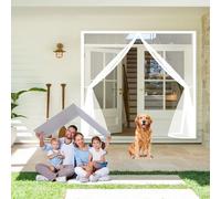 Moustiquaire Baie Vitree 230 x 250 cm Anti-Moustiques, Bande Auto-Agrippante, Sans Percage, Fermeture Automatique, Porte Moustiquaire Porte Magnétique pour Balcon, Chambre, Blanc