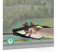 Moustiquaire de fenêtre DIY avec ouverture magnétique (1 pièce, noir), 150 * 180cm Moustiquaire auto-adhésive pour fenêtre
