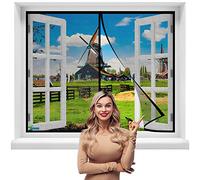 Moustiquaire de Fenêtre Magnétique, 200 x 120 cm Rideau de Porte Anti Moustique en Durable Trame polyester Magnétique Moustique avec Ruban Magique et Puissants【Noir】