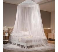 Moustiquaire de Lit,Ciel de Lit Blanche,Grande Moustiquaire Dôme Polyester pour Lit Double et Simple,Mailles Fines Baldaquin pour Voyage et Maison Jardin 60x250x900cm