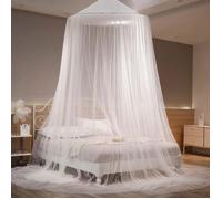 Moustiquaire de Lit,Ciel de Lit Blanche,Grande Moustiquaire Dôme Polyester pour Lit Double et Simple,Mailles Fines,60x250x900cm