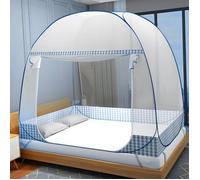 Moustiquaire de Lit Double avec Fermeture éclair Pliable 2 Places Tente pour Chambre Dortoirs Camping Hôtel (Bleu 200×145×120cm)