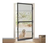 Moustiquaire de porte, 120 x 240 cm, avec cadre en aluminium, anthracite et tissu en fibre de verre, pour porte de balcon et porte de terrasse, kit