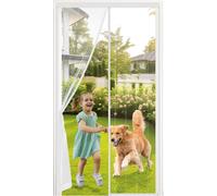 Moustiquaire de porte de balcon Aimant Moustiquaire 90x210cm Blanc 3.8cm Bande adhésive