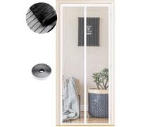 MOUSTIQUAIRE DE PORTE - JOZSI - 140x210 cm - Fermeture magnétique automatique - Nylon robuste - Rayures blanches