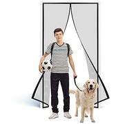 Moustiquaire de Porte Magnétique, 135 x 205 cm Magnétique Rideau de Moustiquaire Fenêtre avec Punaise et Bande Adhésive, Trame Fine Stop Insecte pour Porte, Patio Noir