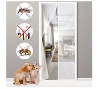 Moustiquaire de porte magnétique 140x210 CM - Polyester Blanc- Protection contre insectes volants