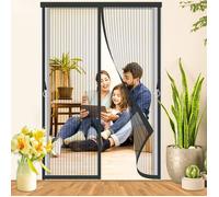 Moustiquaire de porte magnétique 140x210 CM - Polyester noir - Installation rapide sans outils - Protection contre insectes volants