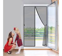 Moustiquaire de Porte Magnétique 150x210 cm Rideau de Porte Anti Moustique en Durable Toile polyester avec Ruban Magique Plein Cadre et Aimants Puissants, 2023-Version, Noir