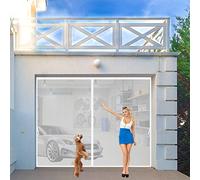 Moustiquaire de Porte Magnétique, 220 x 245 cm Magnétique Rideau de Moustiquaire Fenêtre avec Punaise et Bande Adhésive, Trame Fine Stop Insecte pour Porte, Patio Blanc
