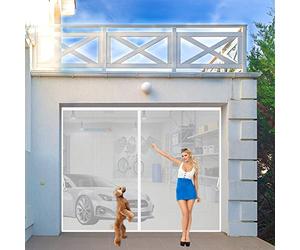 Moustiquaire de Porte Magnétique, 220 x 245 cm Magnétique Rideau de Moustiquaire Fenêtre avec Punaise et Bande Adhésive, Trame Fine Stop Insecte pour Porte, Patio Blanc