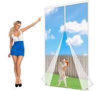 Moustiquaire de Porte Magnétique, 275x215cm Magnétique Rideau de Moustiquaire Fenêtre avec Punaise et Bande Adhésive, Maille Fine Stop Insecte pour Porte, Patio LF2C1 Blanc