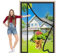 Moustiquaire de Porte Magnétique Rideau de Anti Insectes 225x180cm Noir Fermeture Automatique Rideau Porte Anti insectes avec Aimants Sans Perçage pour Couloirs Patio